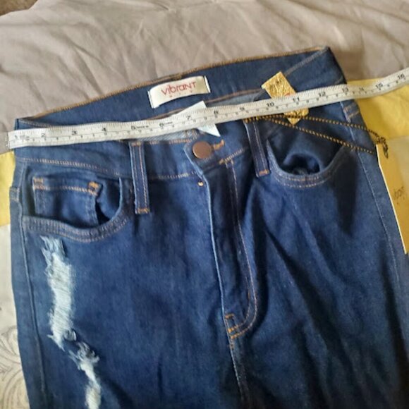 Swank A Posh โThe Costโ Distressed High Waist Jeans | Size Large (10โ12) NWT - Picture 8 of 9